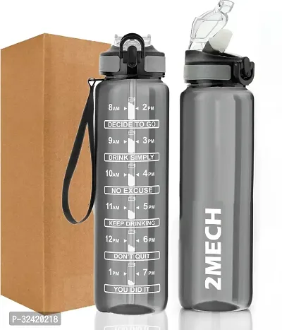 Water Bottle With Straw Time Marker Motivational Bottles-thumb0