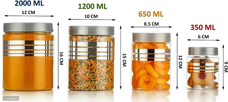 2Mech Plastic Grocery Container  - 250 ml, 350 ml, 650 ml, 1200 ml (Pack of 24, Silver)-thumb2