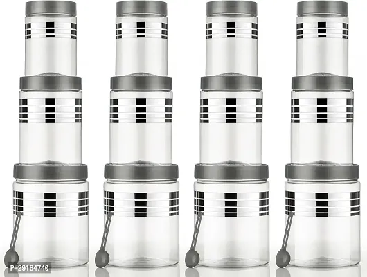 Plastic Grocery Container  - 350 ml, 650 ml, 1200 ml (Pack of 12, Silver)-thumb2