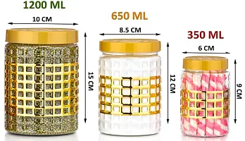 2Mech Plastic Grocery Container  - 350 ml, 650 ml, 1200 ml (Pack of 12, Gold)-thumb1