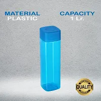 Square Plastic Water Bottle Set of 6 ,1005 Ml Bottle (pack of 6, Multicolor, Plastic)-thumb2