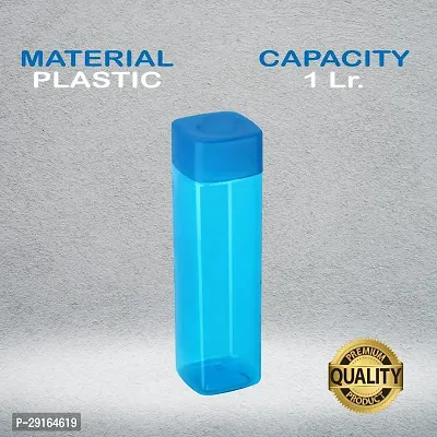 Square Plastic Water Bottle Set of 6 ,1005 Ml Bottle (pack of 6, Multicolor, Plastic)-thumb3