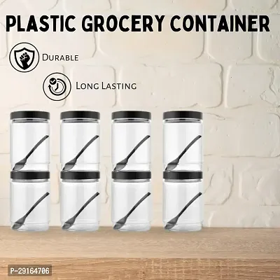 2Mech Plastic Grocery Container  - 650 ml (Pack of 8, Black)-thumb2