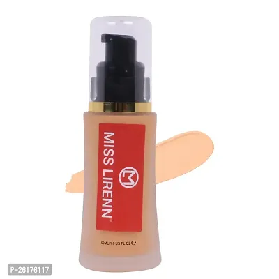 MISS LIRENN? Liquid Waterproof Foundation, Matte Finishing, 50 ML, Beige Color, Shade No-01