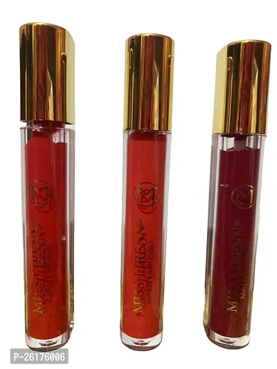 MISS LIRENN Matte Lip Gloss, Light Weight, Non-Sticky, Smudge Proof, Multicolor, Strawberry Flavour, 6 ML, Pack of 3 | Lip_Gloss_4_D1