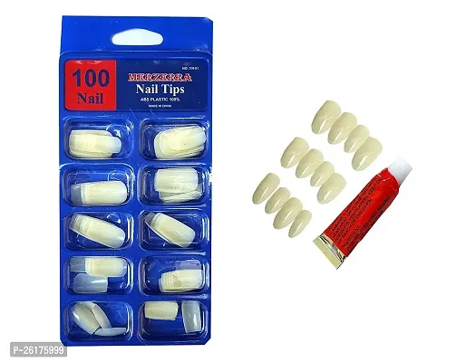 Artificial Nail Set with Glue, Nail Set of 100 Pieces, Reuse, Remove and Change Styles Frequently and Easily, Fit Well to Your Natural Nail, Reusable-thumb2
