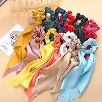 Miss Lirenn New Satin Scarf Elastic Hair Bands For Women Girls Solid Color Scrunchies Headband Hair Ties P, Multicolor, High Quality, Pack of 12-thumb4