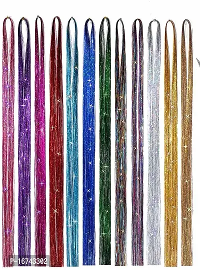 Miss Lirenn Colored Clip in Hair Extensions  Wigs Long Straight Rainbow Color Hair Extensions for Kids Girls Women in Festival Party - Multicolor, Pack of 12