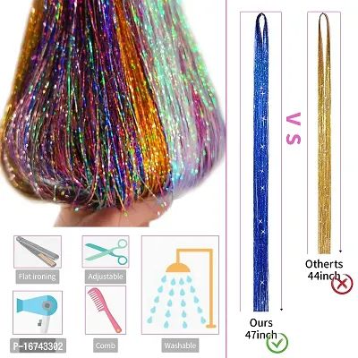 Miss Lirenn Colored Clip in Hair Extensions  Wigs Long Straight Rainbow Color Hair Extensions for Kids Girls Women in Festival Party - Multicolor, Pack of 12-thumb2