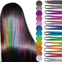 Miss Lirenn Colored Clip in Hair Extensions  Wigs Long Straight Rainbow Color Hair Extensions for Kids Girls Women in Festival Party - Multicolor, Pack of 12-thumb2