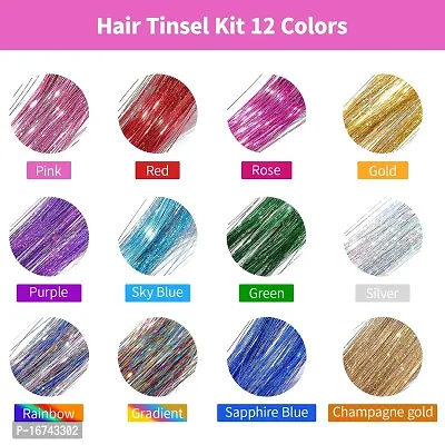 Miss Lirenn Colored Clip in Hair Extensions  Wigs Long Straight Rainbow Color Hair Extensions for Kids Girls Women in Festival Party - Multicolor, Pack of 12-thumb5