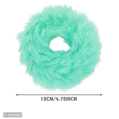 Miss Lirenn Furry Fluffy Band Multicolor Soft Elastic Hair Ties Silky Fur Hair Band for Women Girls Kids Ponytail Holder Rubber Band, Pack of 12-thumb2