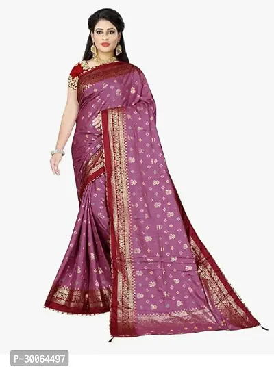 Stylish Cotton Silk Multicoloured Self Pattern Saree With Blouse Piece