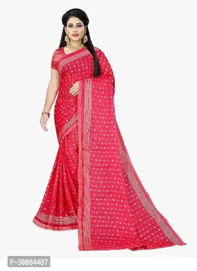 Stylish Cotton Silk Pink Self Pattern Saree With Blouse Piece-thumb0