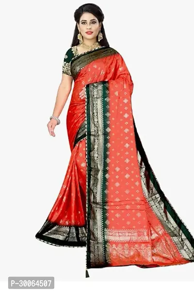 Stylish Cotton Silk Multicoloured Self Pattern Saree With Blouse Piece-thumb0