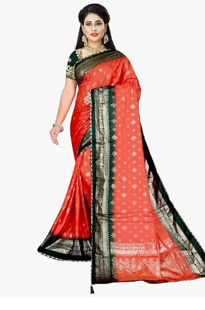 Spacekart Women's Silk Saree with Unstitched Blouse