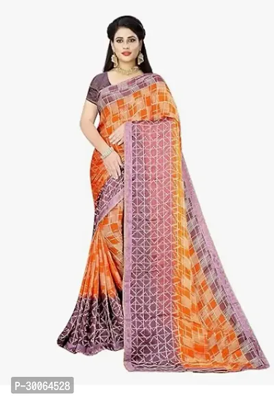 Stylish Georgette Multicoloured Printed Saree With Blouse Piece