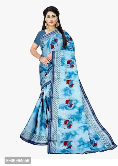 Stylish Silk Multicoloured Printed Saree With Blouse Piece