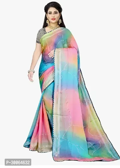 Stylish Georgette Multicoloured Leheriya Saree With Blouse Piece