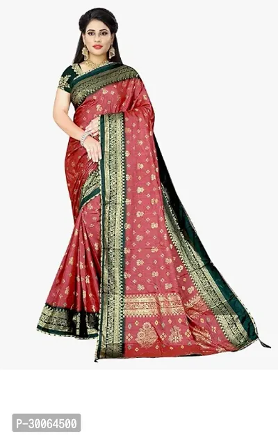 Stylish Cotton Silk Multicoloured Self Pattern Saree With Blouse Piece-thumb0