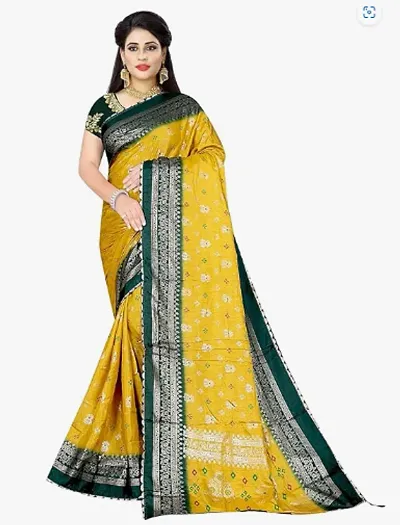 Sanwariya Silks Women's Brasso Saree with Unstitched Blouse Piece (RR_APEXA YELLOW)