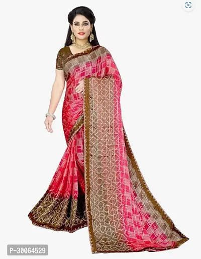 Stylish Georgette Multicoloured Printed Saree With Blouse Piece-thumb0