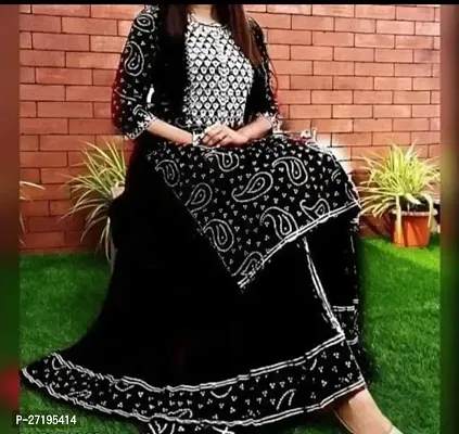 Stylish Black P Rayon Stitched Kurtas For Women-thumb0