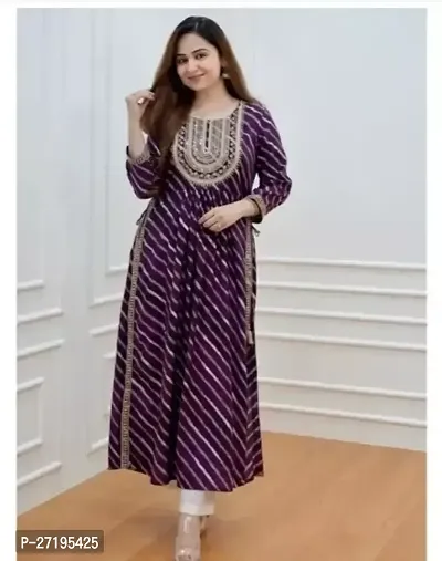 Stylish Purple Rayon Stitched Kurtas For Women-thumb0