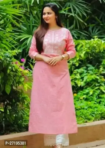 Stylish Pink Rayon Stitched Kurtas For Women