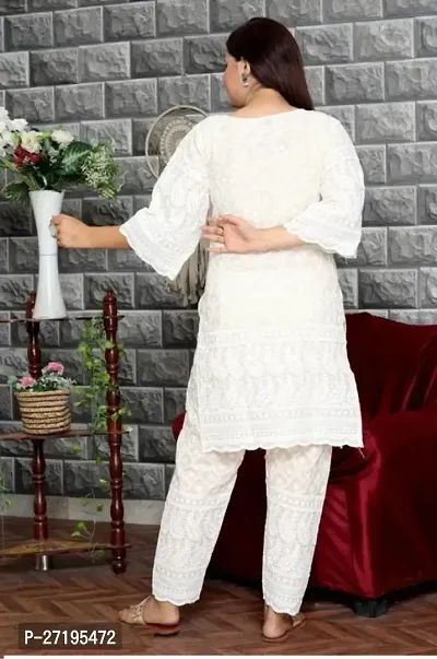 Stylish White Rayon Kurta, Bottom And Dupatta Set For Women-thumb4
