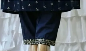 Stylish Navy Blue Rayon Kurta Bottom Set For Women-thumb2