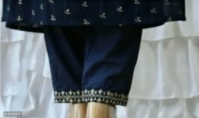 Stylish Navy Blue Rayon Kurta Bottom Set For Women-thumb3