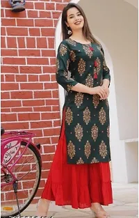 Stylish Black Rayon Stitched Kurtas For Women-thumb3