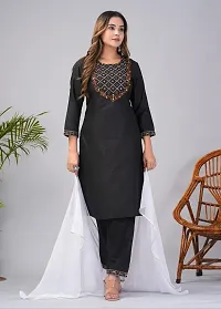 Stylish Black Rayon Kurta, Bottom And Dupatta Set For Women-thumb1