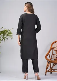 Stylish Black Rayon Kurta, Bottom And Dupatta Set For Women-thumb2