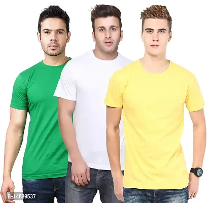 Reliable Multicoloured Cotton Blend Self Pattern Round Neck Tees For Men