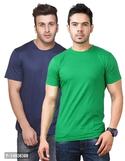 Reliable Multicoloured Cotton Blend Self Pattern Round Neck Tees For Men-thumb0