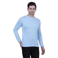 KETEX Sky Blue Round Neck Spun Cotton fullsleeves Men's Tshirt-thumb1