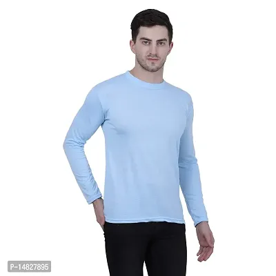 KETEX Sky Blue Round Neck Spun Cotton fullsleeves Men's Tshirt-thumb2