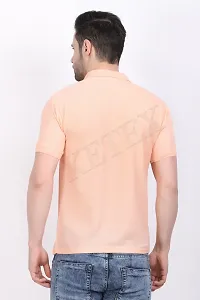 Reliable Peach Polycotton Solid Polos For Men-thumb2