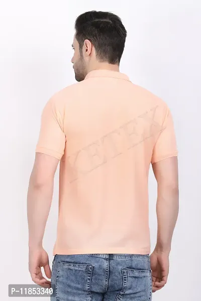 Reliable Peach Polycotton Solid Polos For Men-thumb3