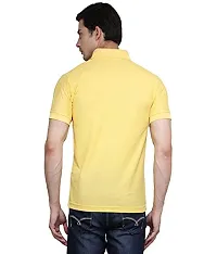 Reliable Yellow Cotton Blend Solid Polos For Men-thumb2