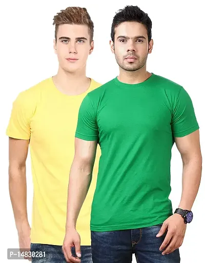 Reliable Multicoloured Cotton Blend Self Pattern Round Neck Tees For Men