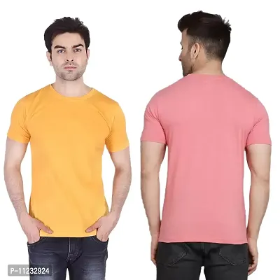 Reliable Multicoloured Polyester Solid Round Neck Tees For Men-thumb3