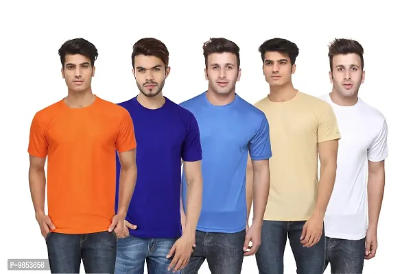 Reliable Multicoloured Polycotton Solid Round Neck Tees For Men-thumb0