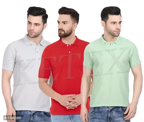 Reliable Multicoloured Cotton Blend Solid Polos For Men