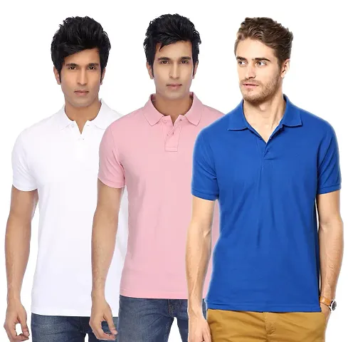 KETEX Polyster/Cotton Blend Polo Collar Men's Tshirt (Pack of 3)