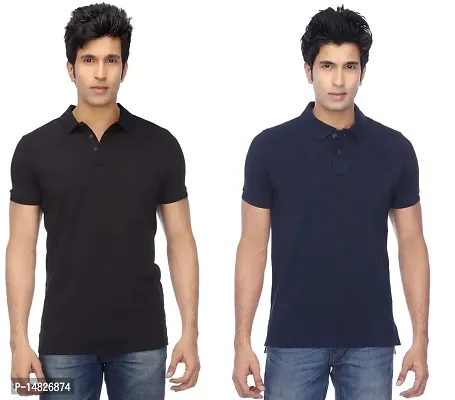 Reliable Multicoloured Cotton Blend Solid Polos For Men