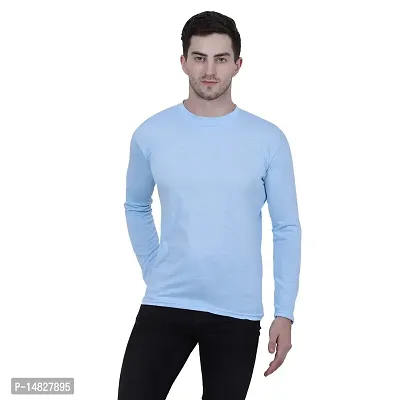 KETEX Sky Blue Round Neck Spun Cotton fullsleeves Men's Tshirt-thumb0