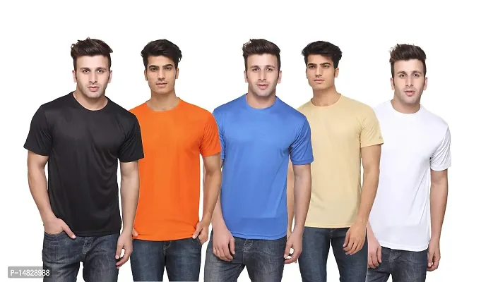 KETEX Men's Round Neck Slim fit Polyster dri - fit Tshirt (Pack of 5)